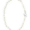 Baroque Hand Knotted Pearl Necklace Silver