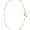 Baroque Hand Knotted Pearl Necklace Gold