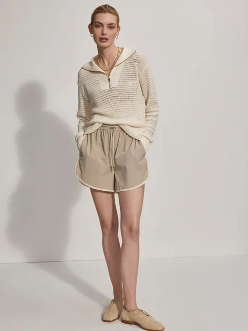 Billie Half Zip Knit Egret