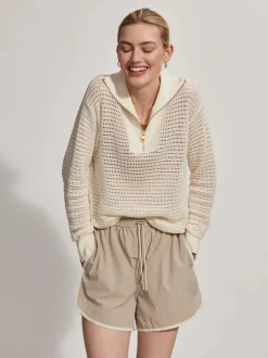 Billie Half Zip Knit Egret