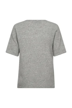 Billie Split Neck Knit Grey Melange