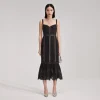 Black Cord Lace Midi Dress