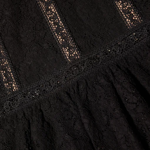 Black Cord Lace Midi Dress