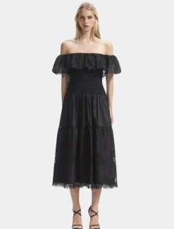Black Cotton Midi Dress