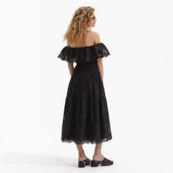 Black Cotton Midi Dress