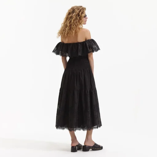 Black Cotton Midi Dress