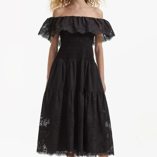 Black Cotton Midi Dress