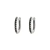 Black Diamond & Silver Huggie Hoops