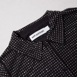 Black Rhinestone Mini Shirt Dress