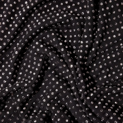 Black Rhinestone Mini Shirt Dress