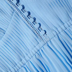 Blue Chiffon Tiered V Neck Dress
