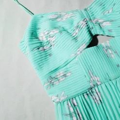 Blue Floral Tiered Chiffon Midi Dress