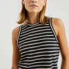 Boxy Tank Black Ivory Stripe