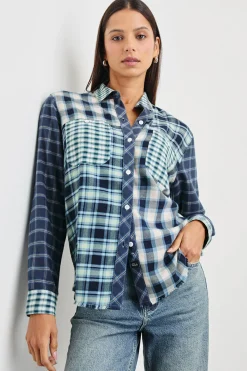 Brando Shirt Sky Navy Mixed Plaid