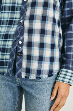 Brando Shirt Sky Navy Mixed Plaid