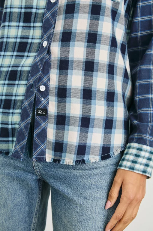 Brando Shirt Sky Navy Mixed Plaid