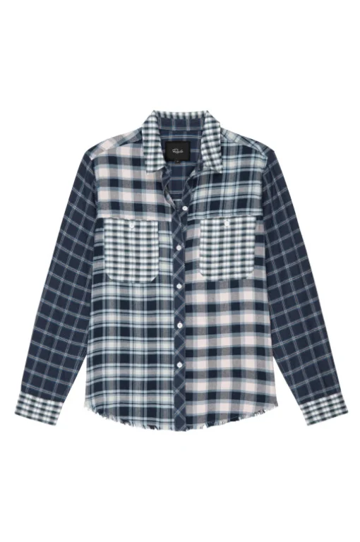 Brando Shirt Sky Navy Mixed Plaid