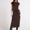 Cargo Midi Skirt Chocolate Brown