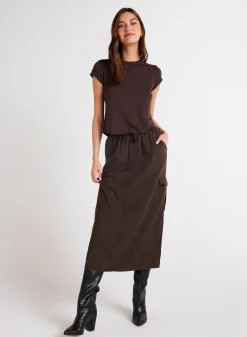 Cargo Midi Skirt Chocolate Brown