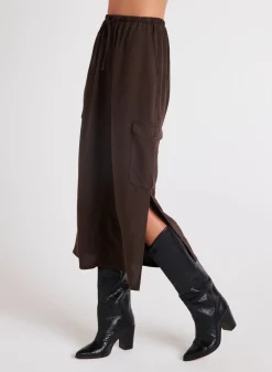 Cargo Midi Skirt Chocolate Brown