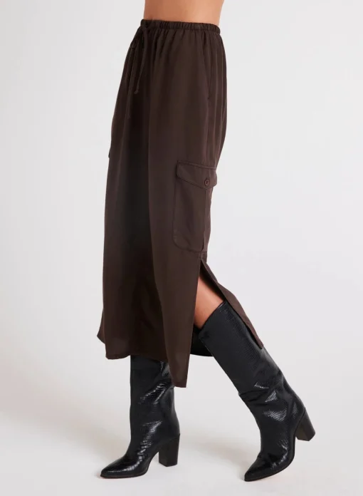 Cargo Midi Skirt Chocolate Brown