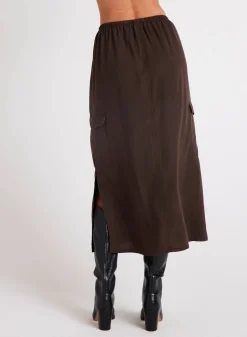 Cargo Midi Skirt Chocolate Brown