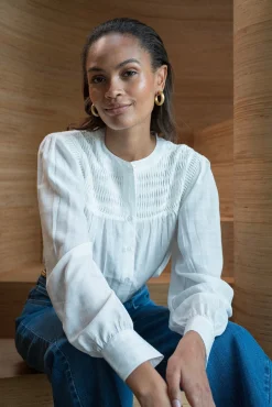 Cassie Pintuck Shirt White