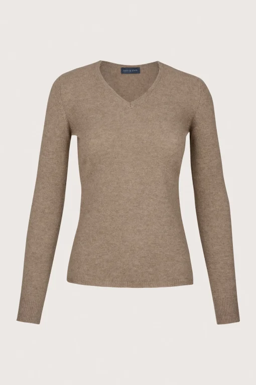 Classic V-Neck Cashmere Brown