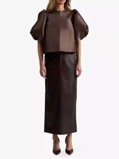 Cleo Puff Sleeve Top Chocolate