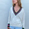 Cricket Jumper Cream/Green/Pink