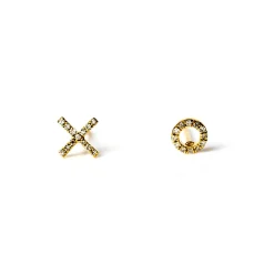 Diamond & Yellow Gold XO Studs