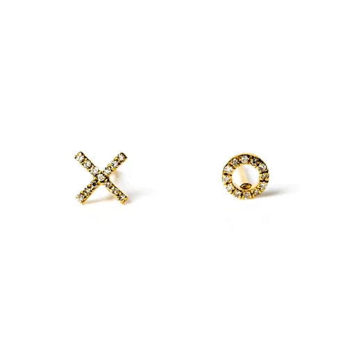 Diamond & Yellow Gold XO Studs