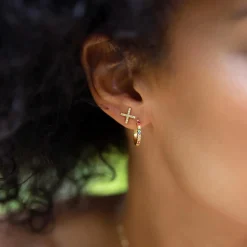 Diamond & Yellow Gold XO Studs