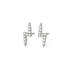 Diamond and Silver Lightening Bolt Stud