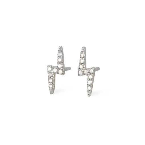 Diamond and Silver Lightening Bolt Stud