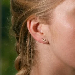 Diamond and Silver Lightening Bolt Stud