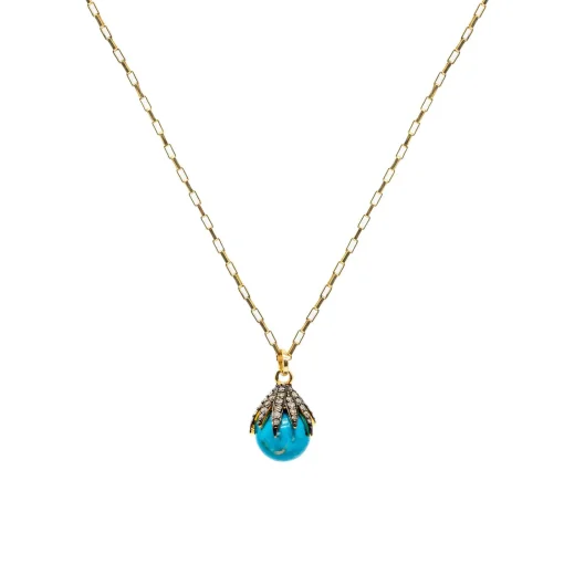 Diamond Claw & Turquoise Necklace