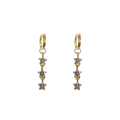 Diamond Daisy Three Drop Earrings