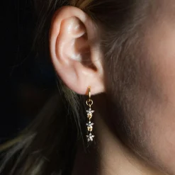 Diamond Daisy Three Drop Earrings