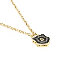 Diamond Mini Lock Necklace Gold