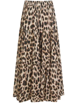 Dominica Tiered Skirt Leopard
