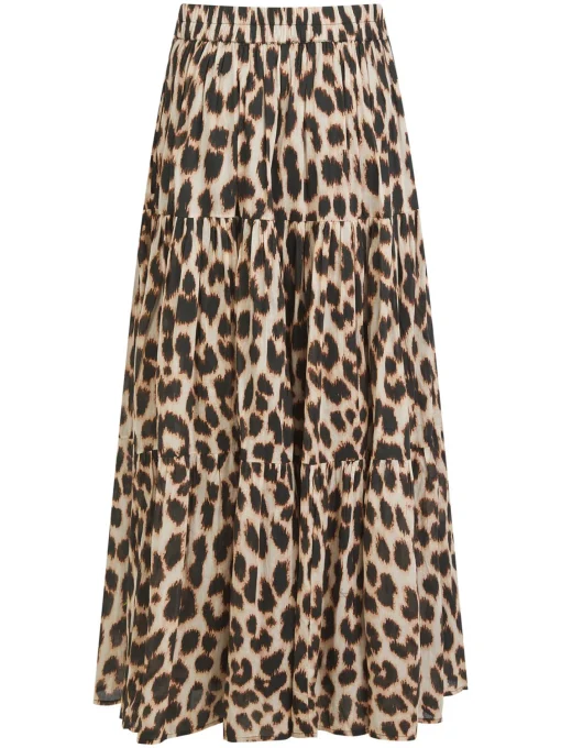 Dominica Tiered Skirt Leopard