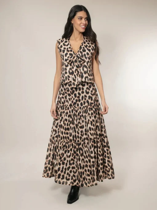 Dominica Tiered Skirt Leopard
