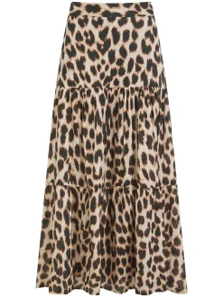 Dominica Tiered Skirt Leopard