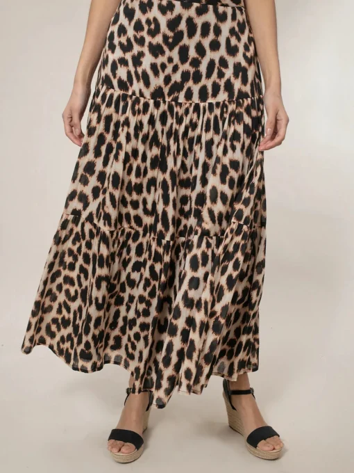 Dominica Tiered Skirt Leopard