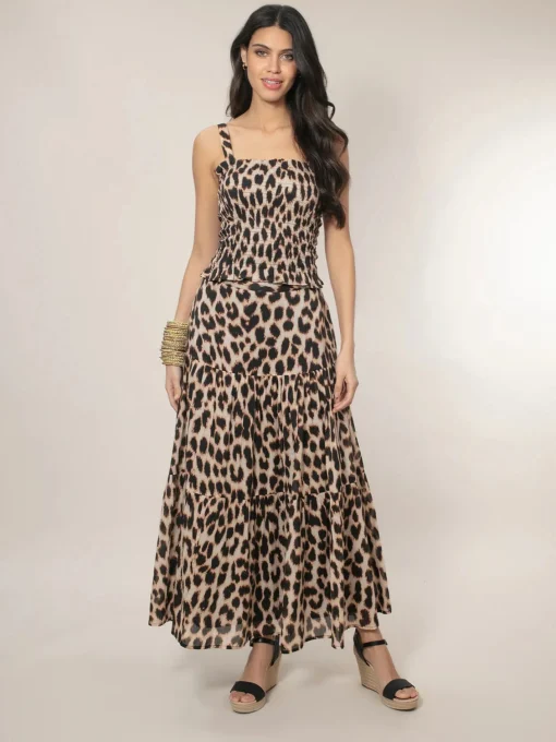 Dominica Tiered Skirt Leopard