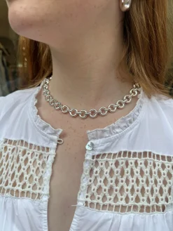 Donut Chain Necklace Silver 40cm