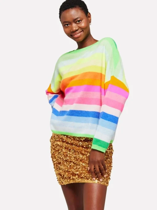 Doris Crew Spring Green/Neon Stripes