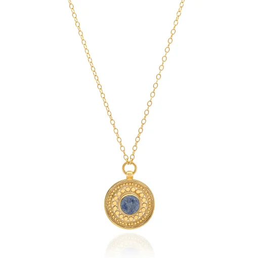 Dotted Dumortierite Pendant Necklace