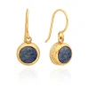 Dumortierite Circle Drop Earrings Gold